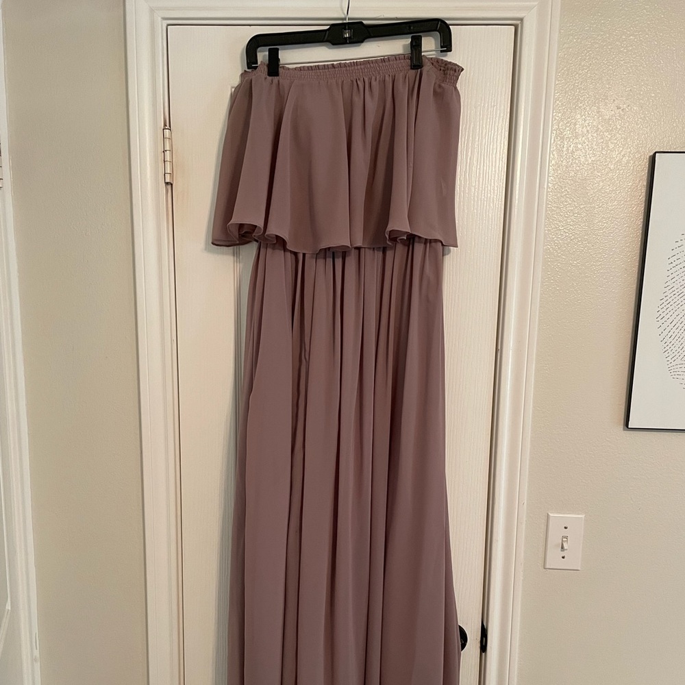 Off the shoulder JJ’s house bridesmaid dress in Color Wisteria